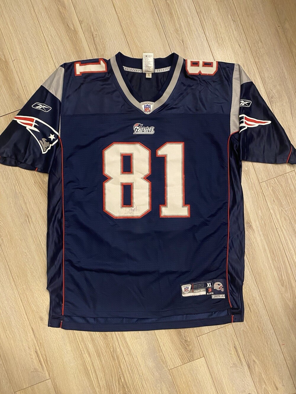 New England Patriots Randy Moss 81 Jersey Reebok Authentic XL Navy